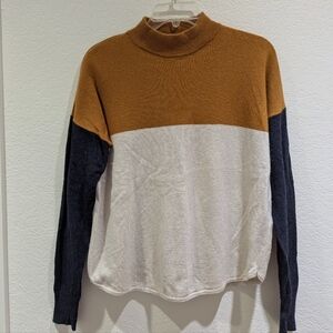 Madewell Colorblock Ashbury Mockneck Sweater Merino Wool Alpaca Blend Size M